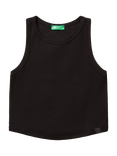 Benetton Kids' Ribbed Cotton Sleeveless Tank Top, Black