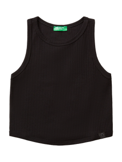 Benetton Kids' Ribbed Cotton Sleeveless Tank Top, Black