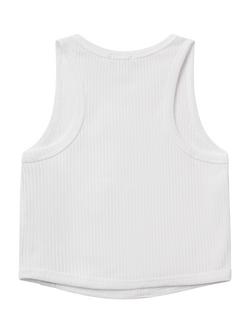 Benetton Kids' Ribbed Cotton Sleeveless Tank Top - view 2, Optical White