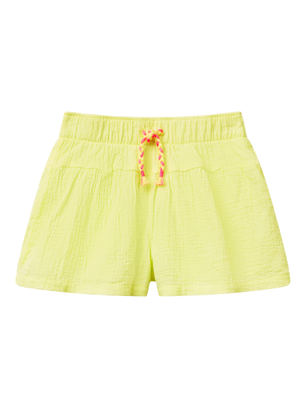 Benetton Kids' Cotton Muslin Bermuda Shorts, Lime, Lime