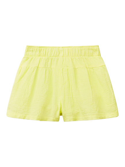 Benetton Kids' Cotton Muslin Bermuda Shorts, Lime - view 2, Lime