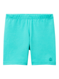 Benetton Kids' Cotton Cycling Shorts, Teal Green