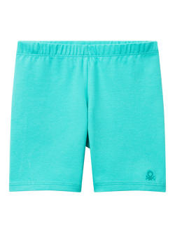 Benetton Kids' Cotton Cycling Shorts, Teal Green