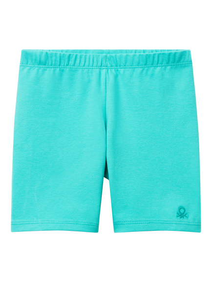 Benetton Kids' Cotton Cycling Shorts, Teal Green