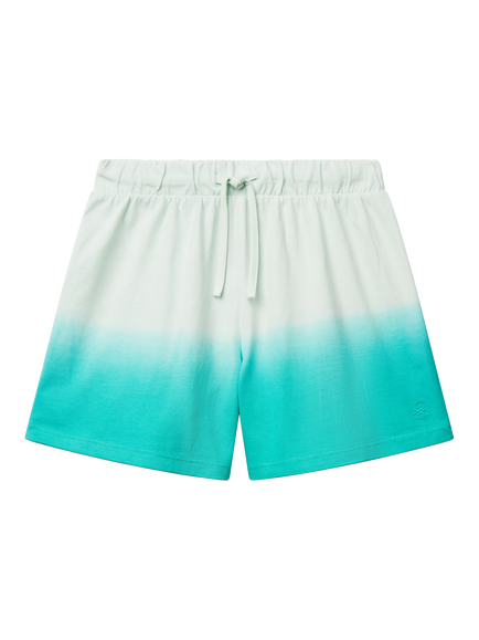 Benetton Kids' Cotton Drawstring Shorts, Teal Green