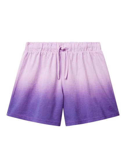 Benetton Kids' Cotton Dip Dyed Drawstring Shorts, Lilac, Lilac