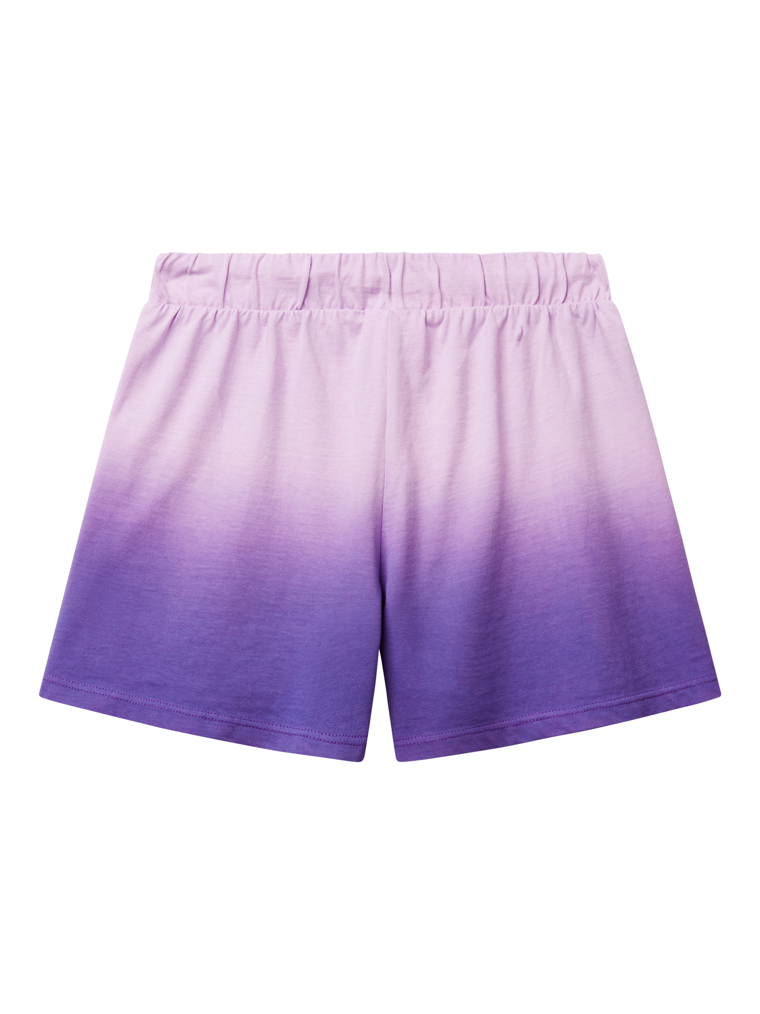 Product image 2 of 3, which shows Benetton Kids' Cotton Dip Dyed Drawstring Shorts, Lilac, 6-7 years