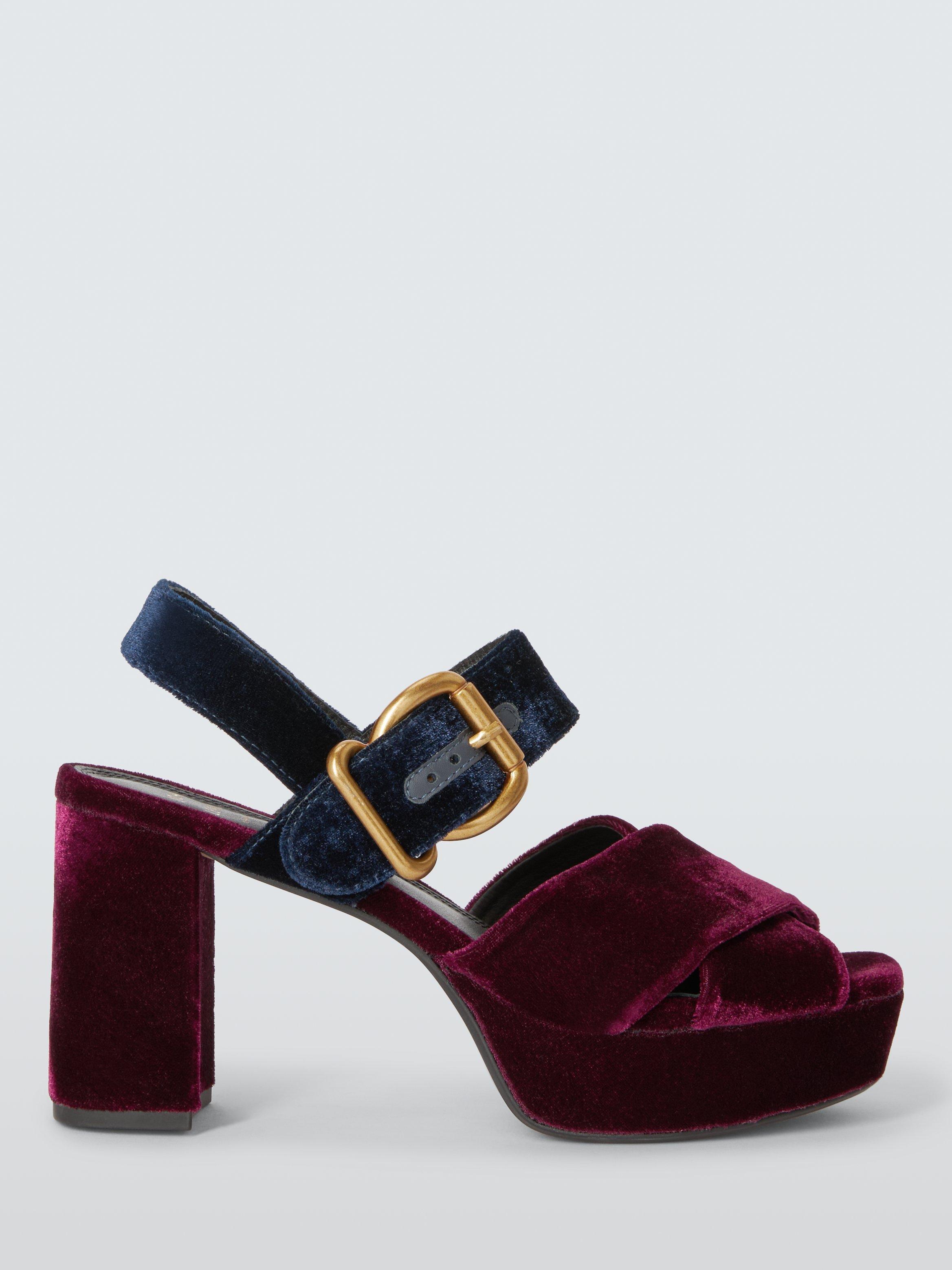 Product image 1 of 4, which shows John Lewis Marlow Platform Sandals, Navy/Burgundy, 3