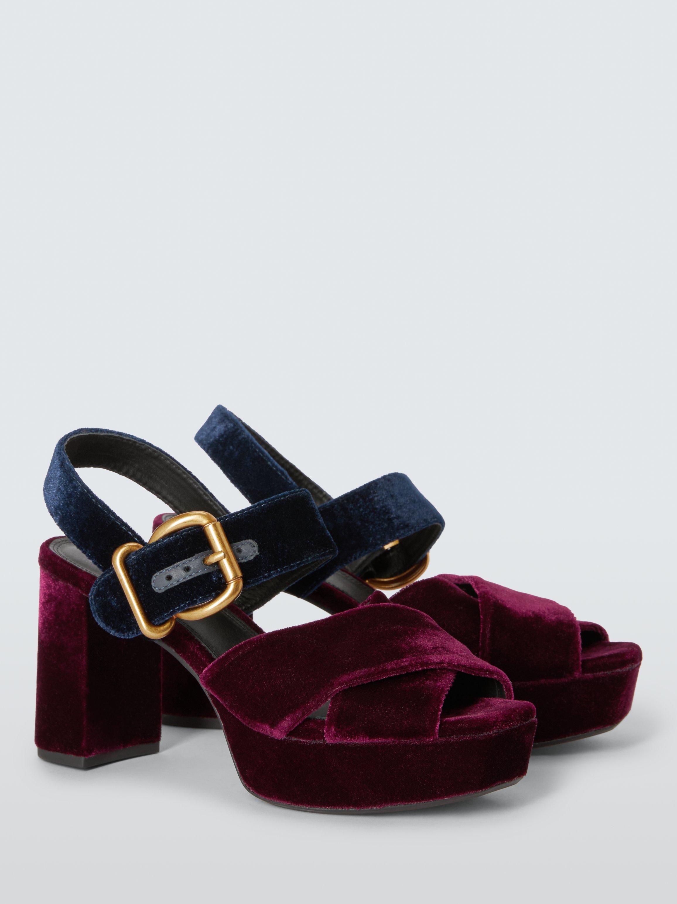 Product image 2 of 4, which shows John Lewis Marlow Platform Sandals, Navy/Burgundy, 3