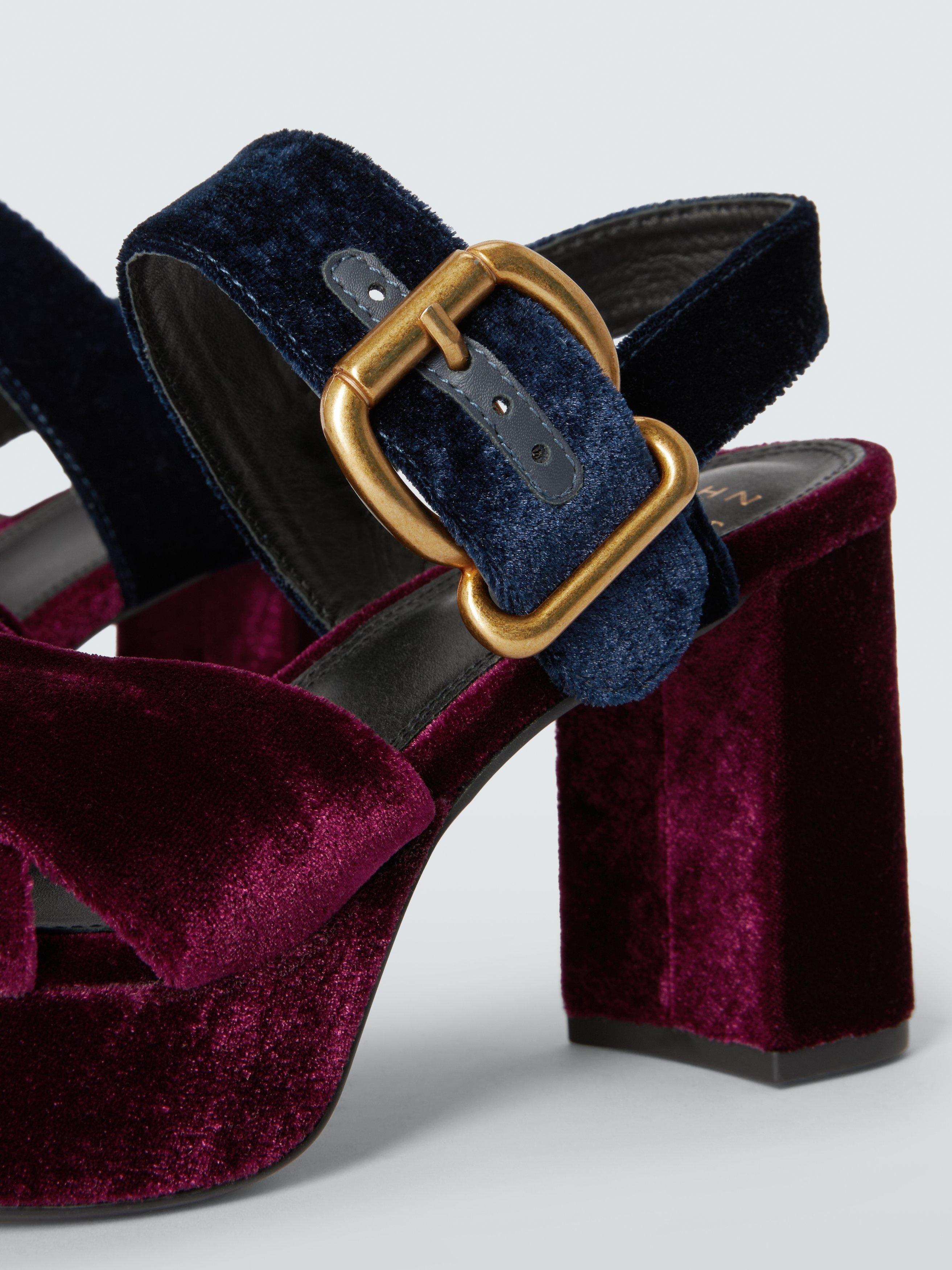 Product image 3 of 4, which shows John Lewis Marlow Platform Sandals, Navy/Burgundy, 3
