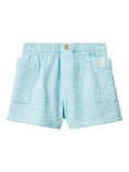 Benetton Baby Muslin Elasticated Shorts, Light Blue Powder