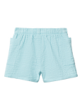 Benetton Baby Muslin Elasticated Shorts, Light Blue Powder