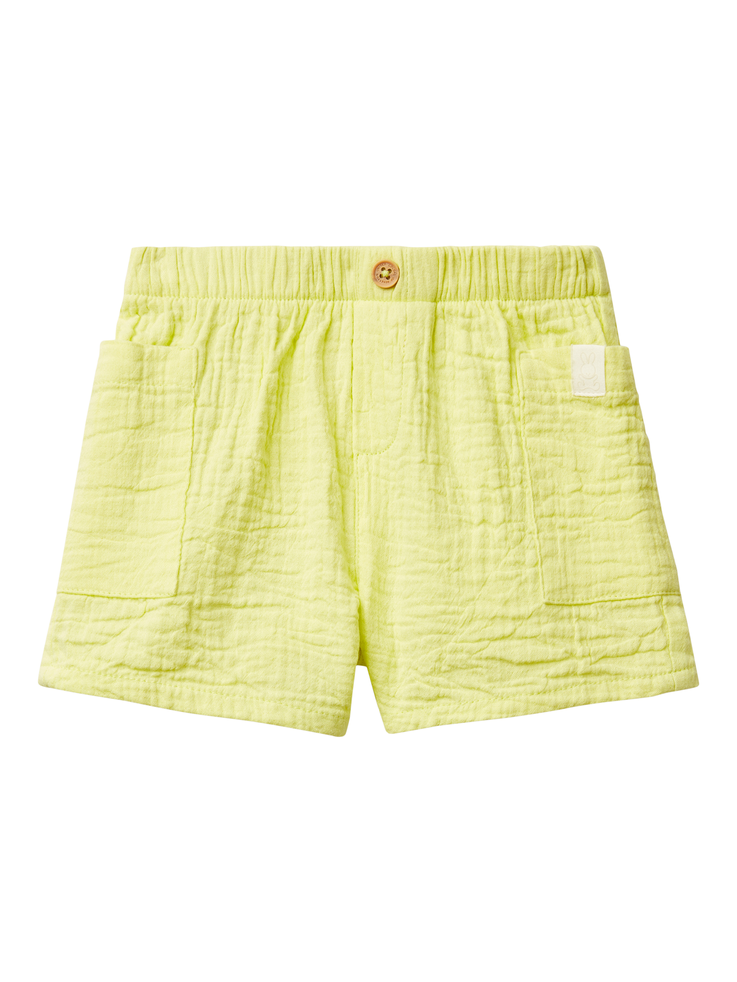 Product image 1 of 2, which shows Benetton Baby Muslin Elasticated Shorts, Lime, 1-3 months