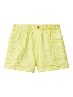 Benetton Baby Muslin Elasticated Shorts, Light Blue Powder, Lime
