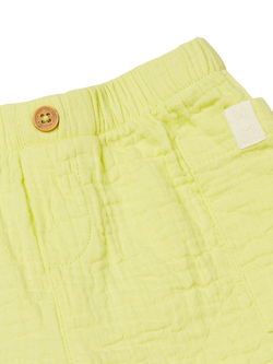 Benetton Baby Muslin Elasticated Shorts, Light Blue Powder - view 2, Lime
