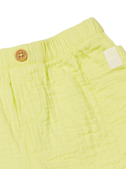 Benetton Baby Muslin Elasticated Shorts, Light Blue Powder - view 2, Lime