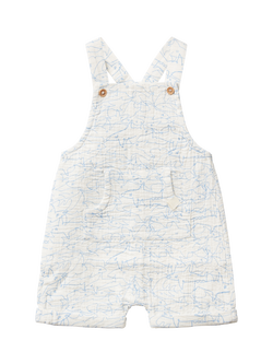 Benetton Baby Cotton Muslin Dungarees, Offwhite, Offwhite