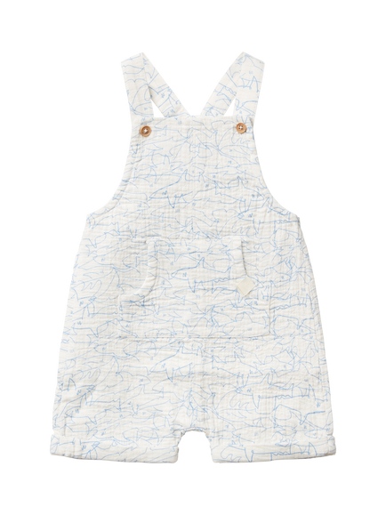 Benetton Baby Cotton Muslin Dungarees, Offwhite, Offwhite
