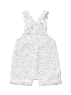 Benetton Baby Cotton Muslin Dungarees, Offwhite - view 2, Offwhite