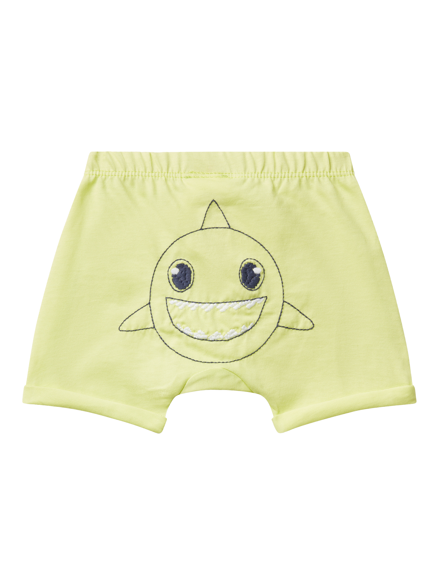Product image 2 of 3, which shows Benetton Baby Embroidered Shark Shorts, Lime, 12-18 months