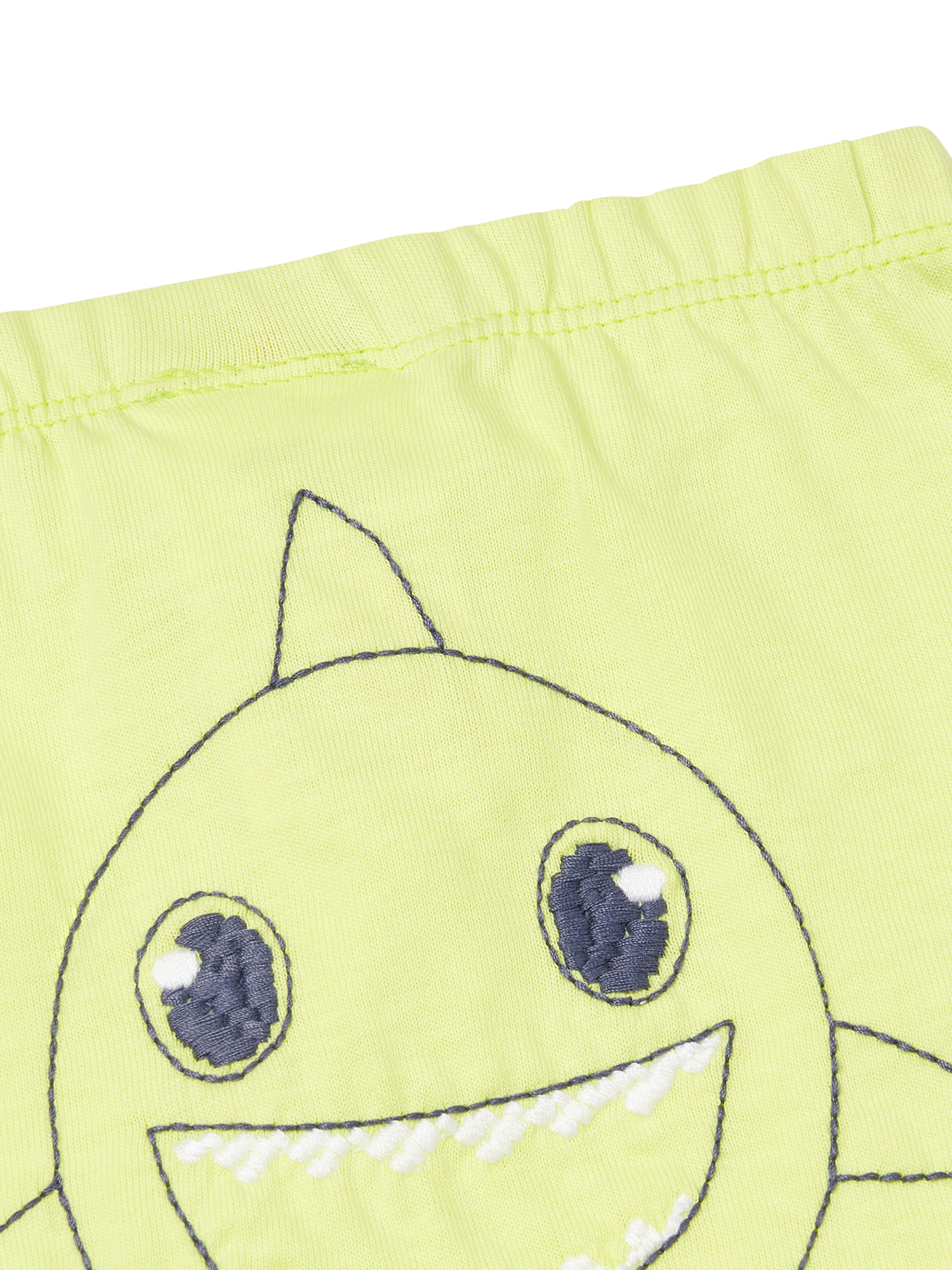 Product image 3 of 3, which shows Benetton Baby Embroidered Shark Shorts, Lime, 12-18 months