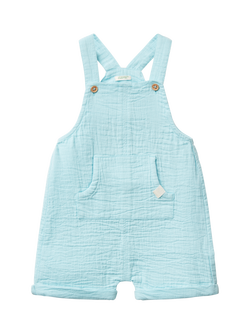 Benetton Baby Cotton Relaxed Dungarees, Light Blue Powder, Light Blue Powder