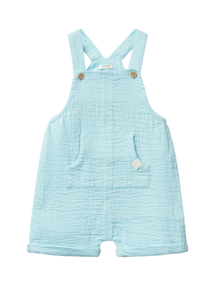 Benetton Baby Cotton Relaxed Dungarees, Light Blue Powder, Light Blue Powder