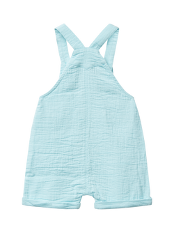 Benetton Baby Cotton Relaxed Dungarees, Light Blue Powder - view 2, Light Blue Powder