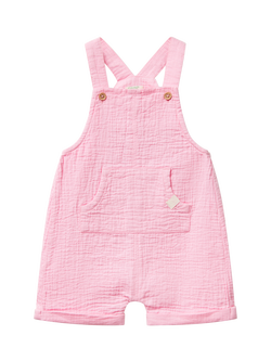 Benetton Baby Cotton Relaxed Dungarees, Pink, Pink