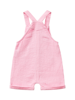 Benetton Baby Cotton Relaxed Dungarees, Pink - view 2, Pink