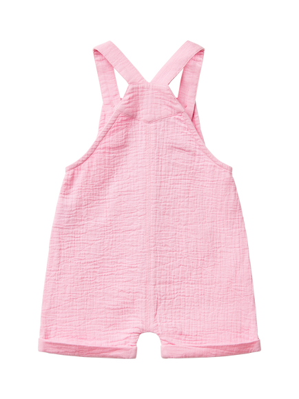 Benetton Baby Cotton Relaxed Dungarees, Pink - view 2, Pink
