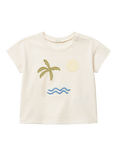 Benetton Baby Cotton Palm Tree Applique T-Shirt, White Cream