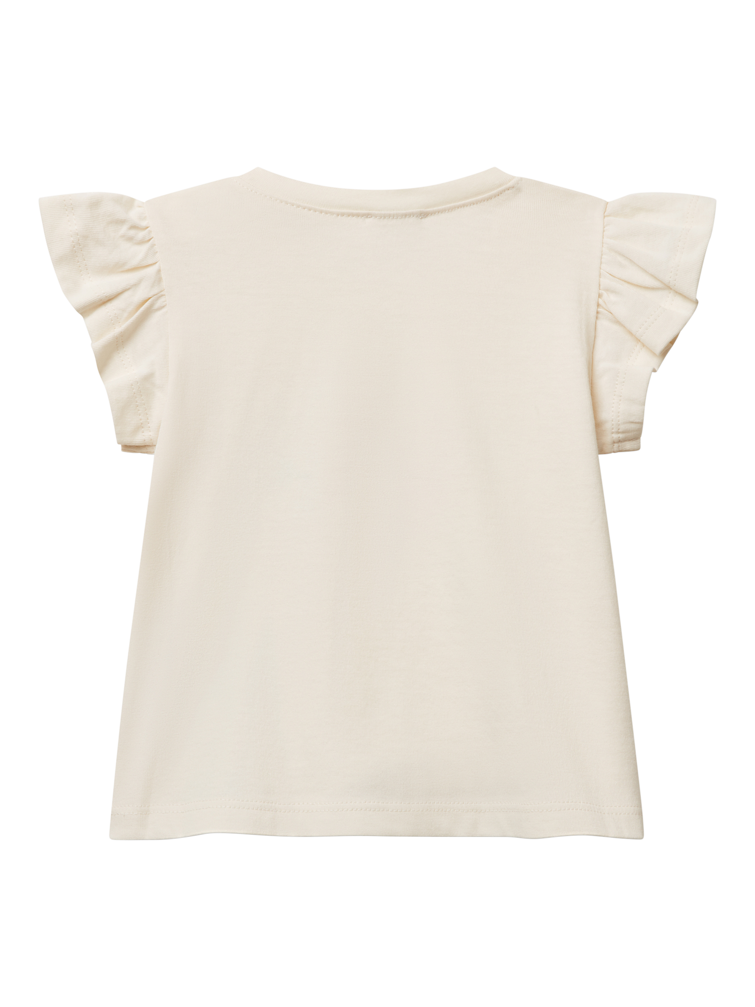 Product image 2 of 3, which shows Benetton Baby Cotton Cap Sleeved Tutu Graphic T-Shirt, White Cream, 1-3 months