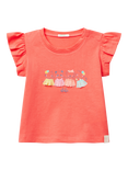 Benetton Baby Cotton Cap Sleeved Tutu Graphic T-Shirt, Coral