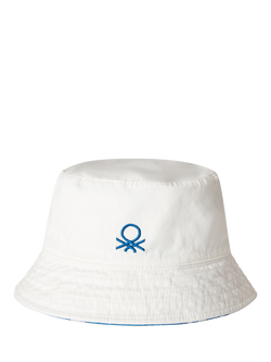 Benetton Kids' Cotton Reversible Bucket Hat, Blue, Blue