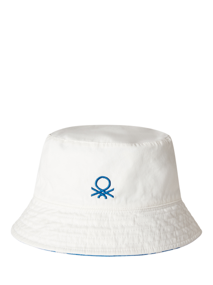 Benetton Kids' Cotton Reversible Bucket Hat, Blue, Blue