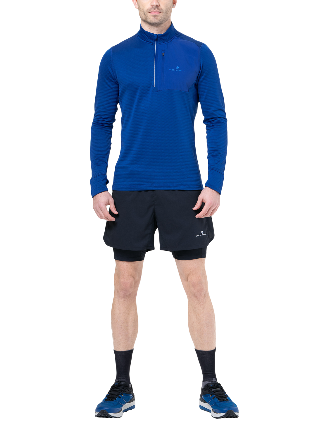 Product image 1 of 5, which shows Ronhill Tech Winter 1/2 Zip Top, Ocean/Electric Blue, XL