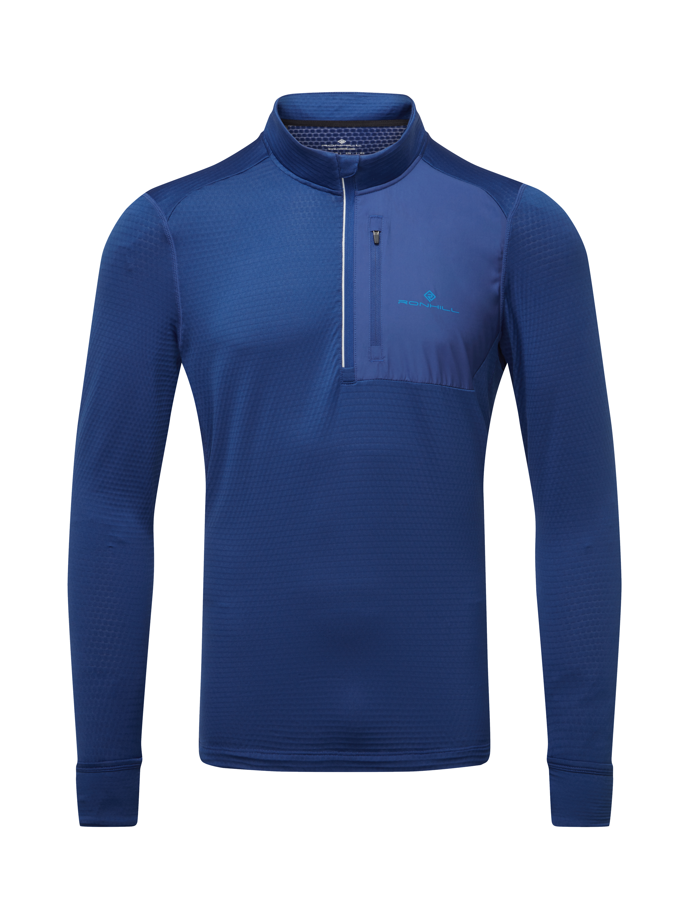 Product image 4 of 5, which shows Ronhill Tech Winter 1/2 Zip Top, Ocean/Electric Blue, XL