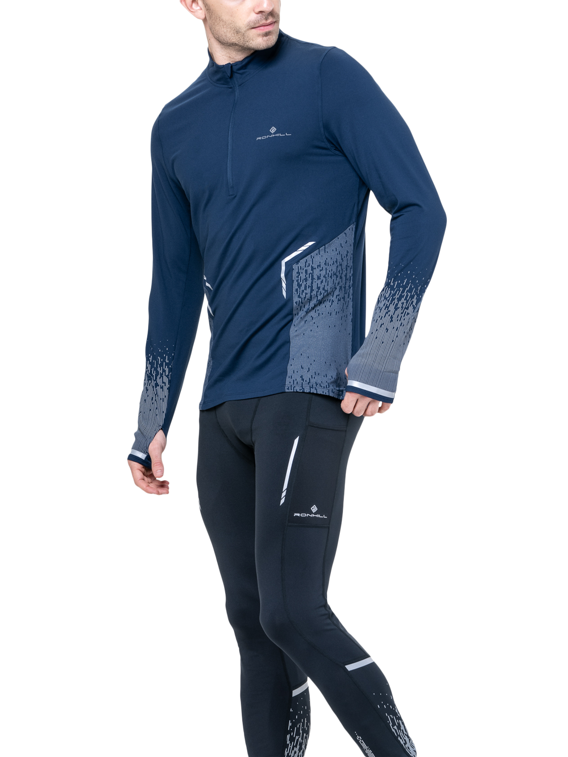 Ronhill Reflect 1/2 Zip Top, Navy/Reflect