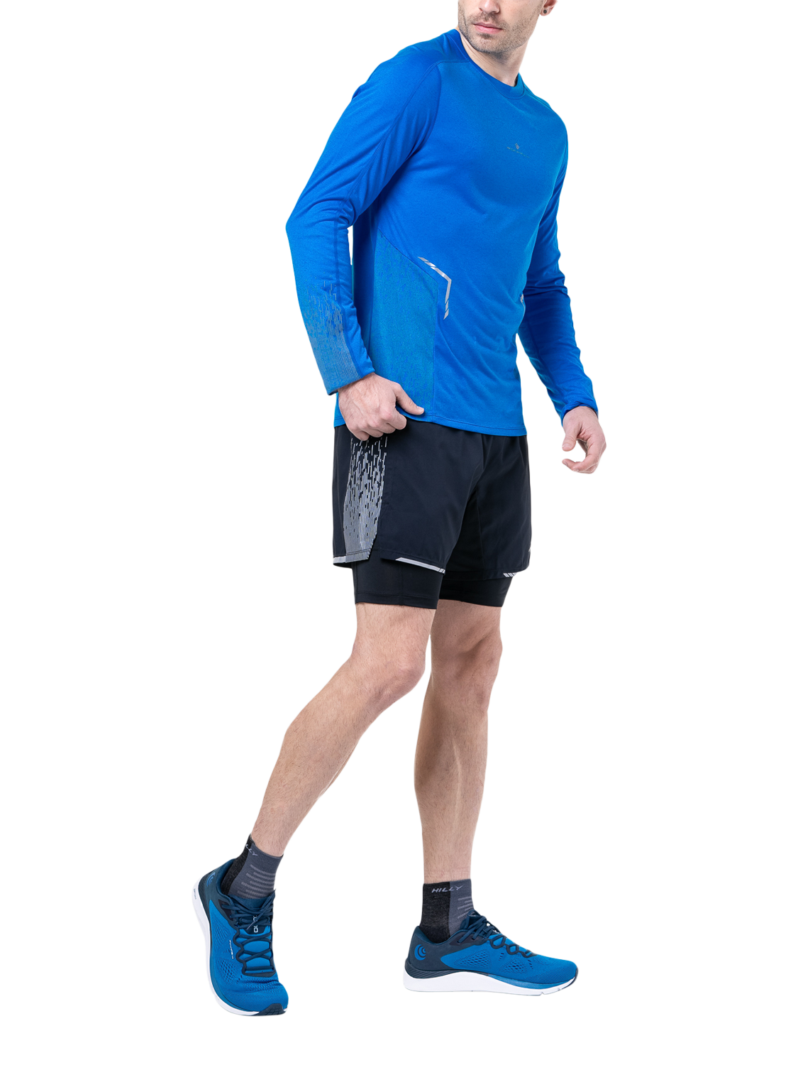 Ronhill Tech Reflect Long Sleeve Top, Bluemarl/Reflect