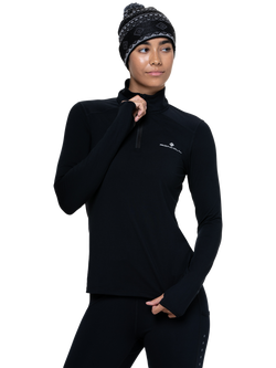 Ronhill Core Thermal 1/2 Zip Top, Black/Bright White, Black/Bright White