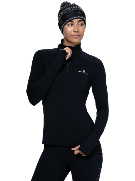 Ronhill Core Thermal 1/2 Zip Top, Black/Bright White, Black/Bright White