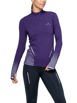 Ronhill Tech Reflect 1/2 Zip Top, Damson/Reflect, Damson/Reflect