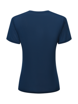 Ronhill Tech Crew Neck T-Shirt, Dark Navy/ Tulip - view 2, Dark Navy/ Tulip