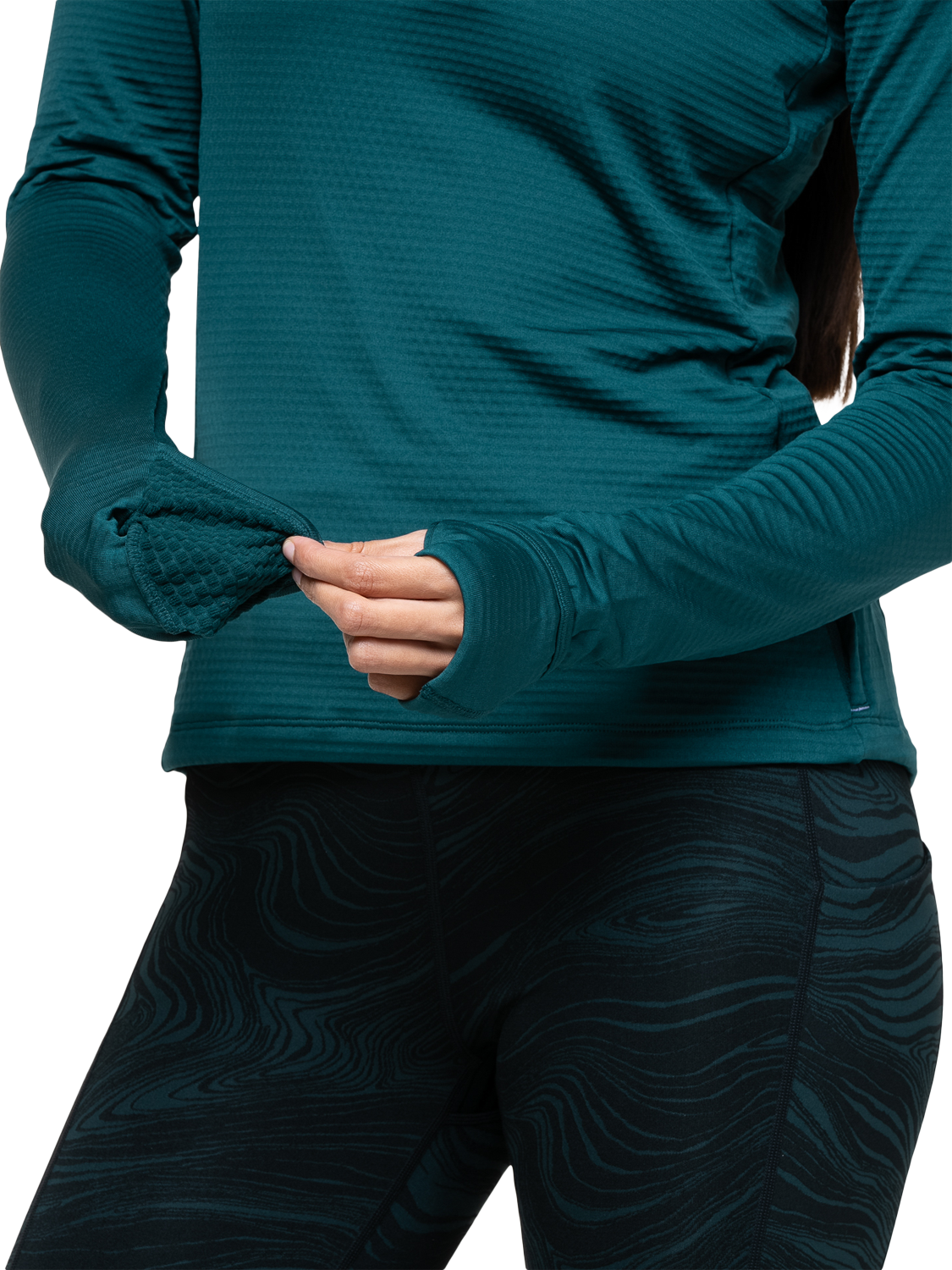 Product image 3 of 5, which shows Ronhill Tech Winter 1/2 Zip Top, Seaweed/Iris, 8