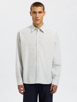 Selected Stripe Boxy Fit Long Sleeve Shirt, Cashmere Blue/Multi, Cashmere Blue/Multi