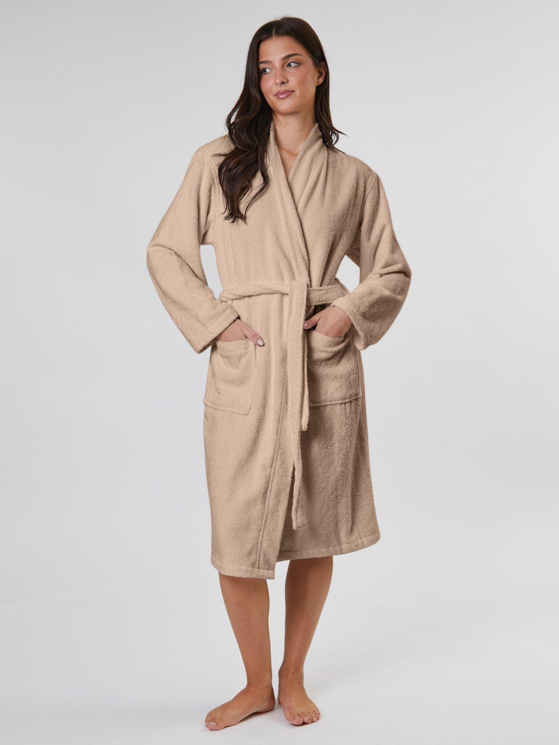 Product image 3 of 4, which shows Loungeable Classic Towelling Dressing Gown, Taupe, L