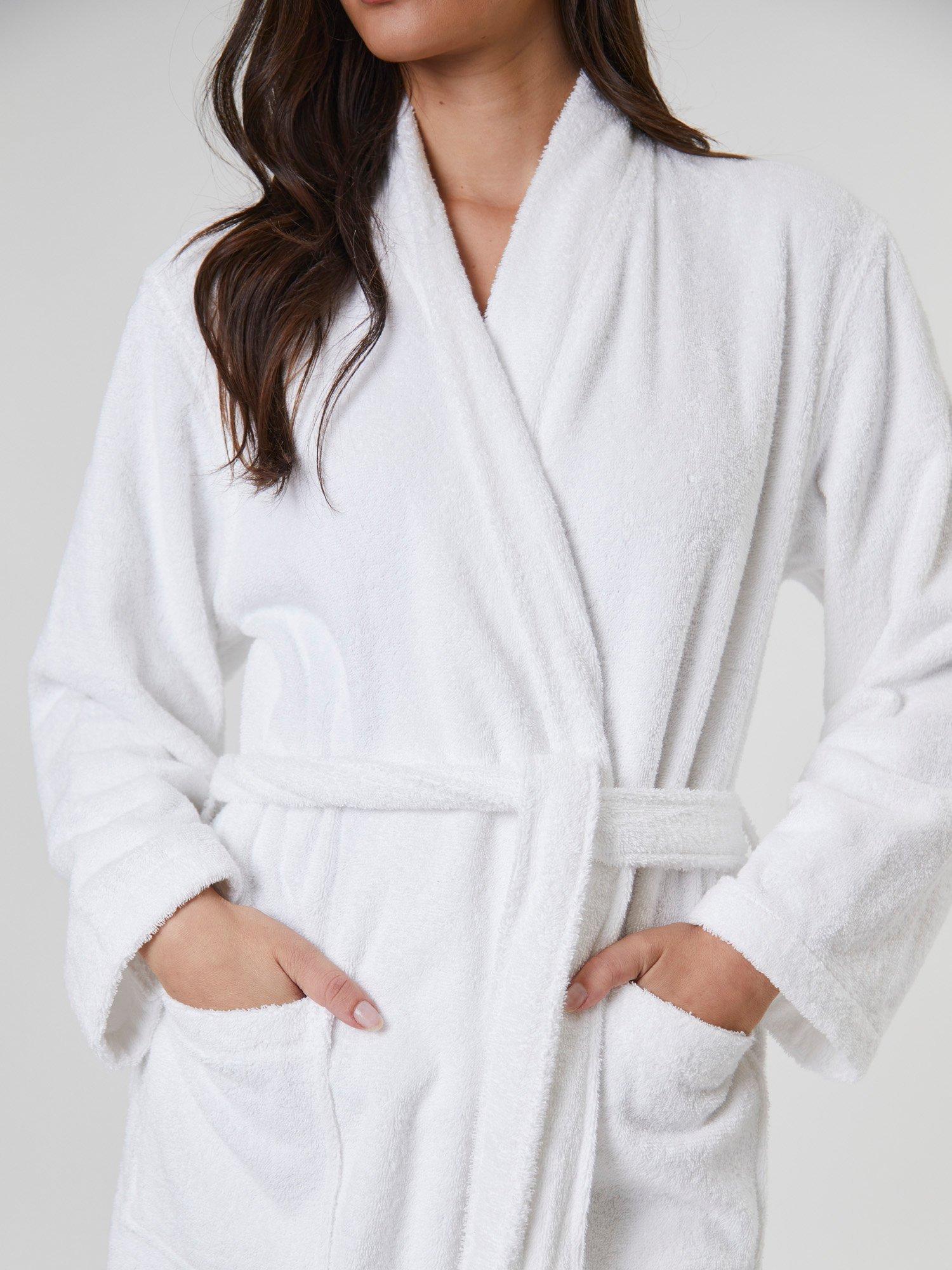 Product image 2 of 4, which shows Loungeable Classic Towelling Dressing Gown, White, S
