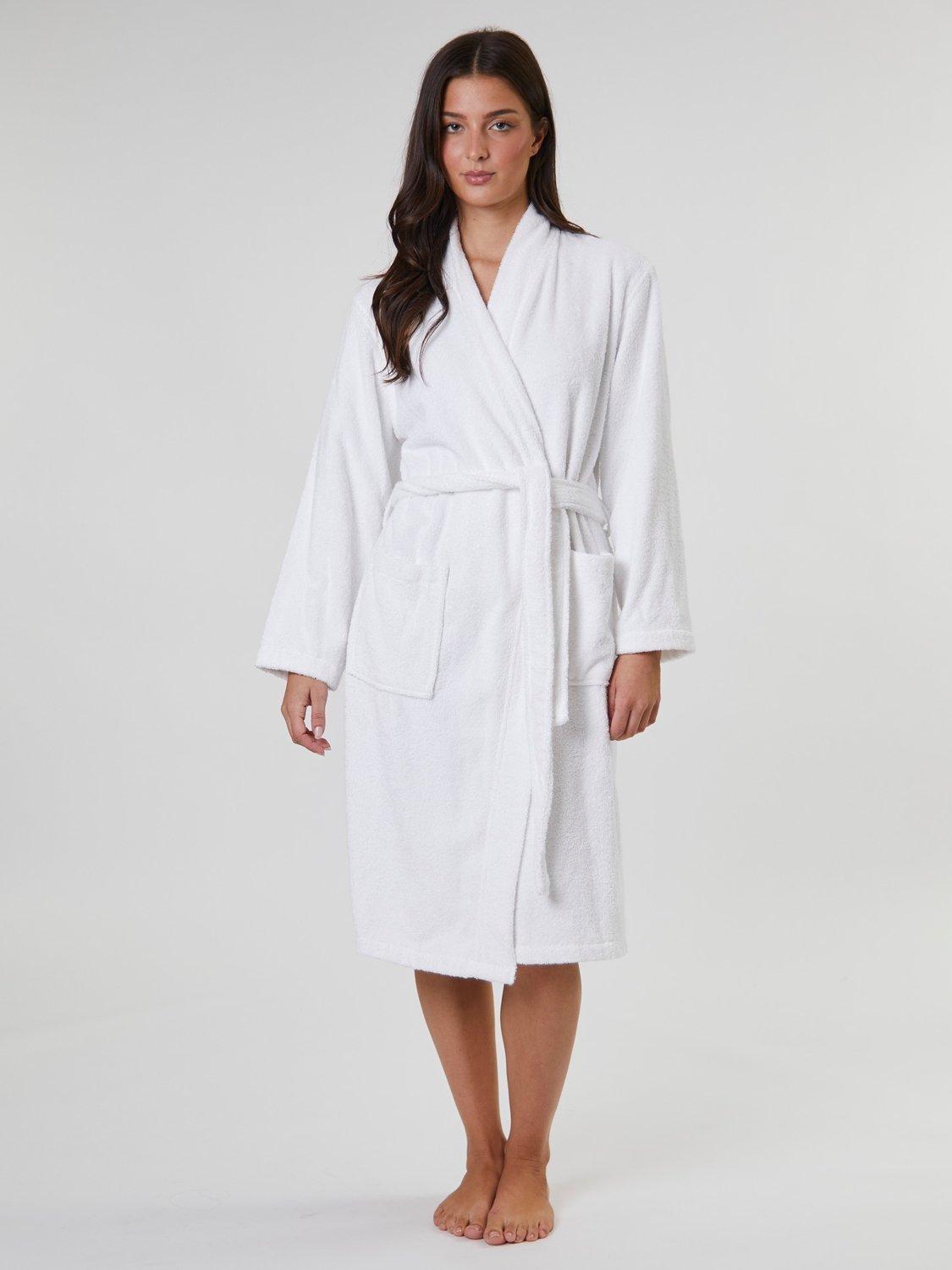 Product image 3 of 4, which shows Loungeable Classic Towelling Dressing Gown, White, S