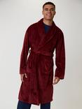 Loungeable Waffle Cut Fleece Shawl Collar Dressing Gown, Burgundy